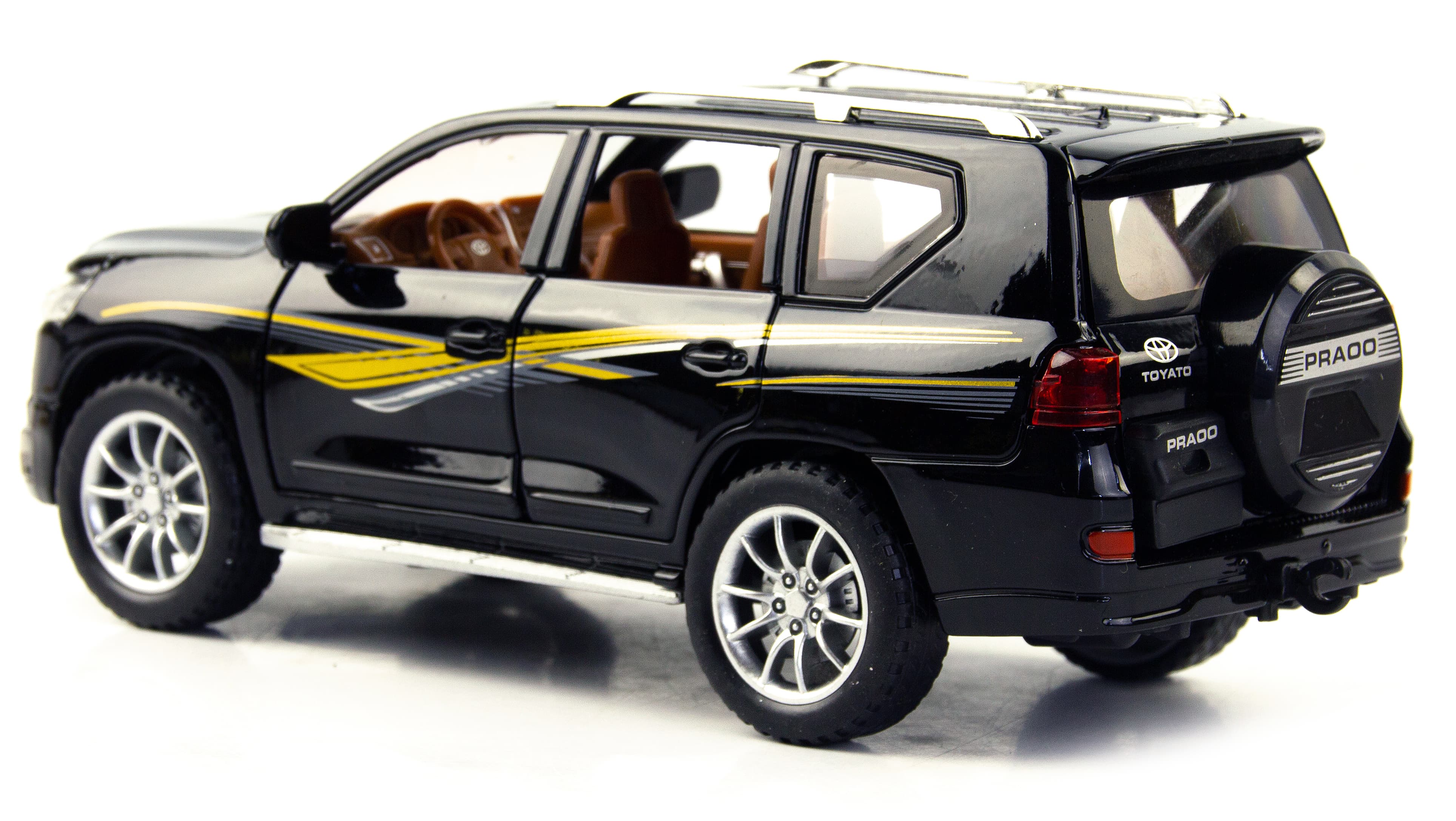 Металлическая машинка SIONRAY 1:24 «Toyota Land Cruiser Prado» 21 см. SR-2402A инерционная, свет, звук / Черный