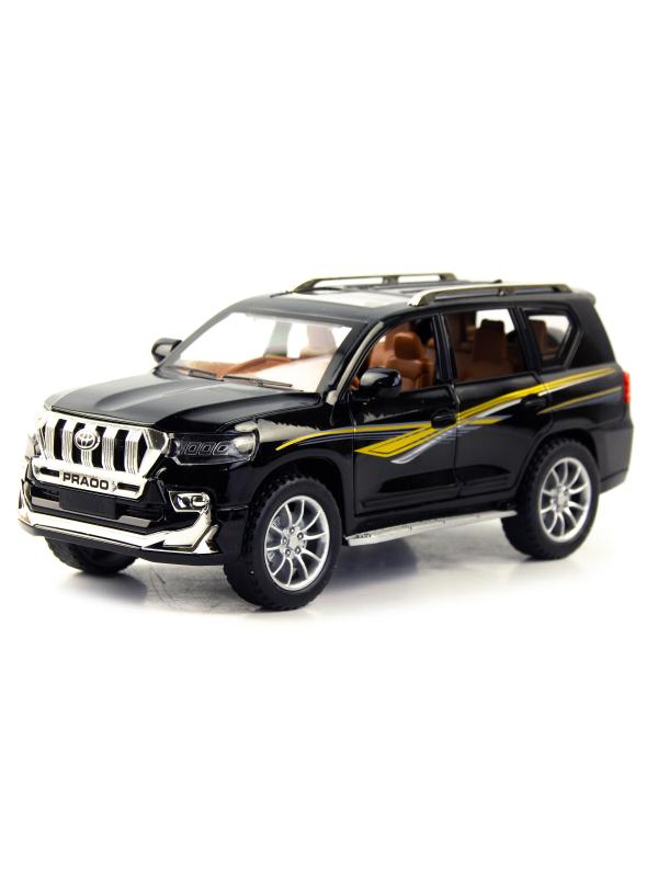 Металлическая машинка SIONRAY 1:24 «Toyota Land Cruiser Prado» 21 см. SR-2402A инерционная, свет, звук / Черный