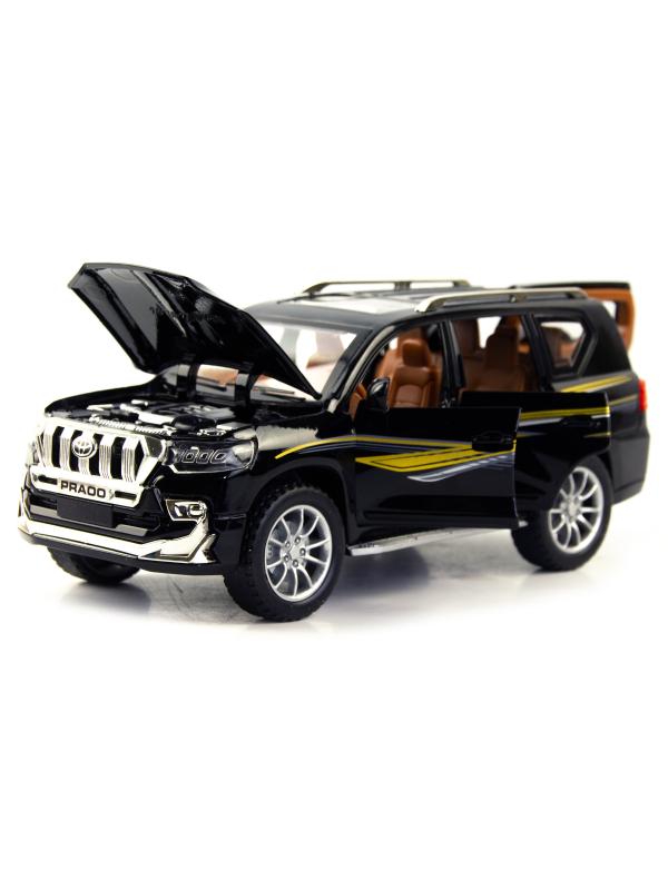 Металлическая машинка SIONRAY 1:24 «Toyota Land Cruiser Prado» 21 см. SR-2402A инерционная, свет, звук / Черный