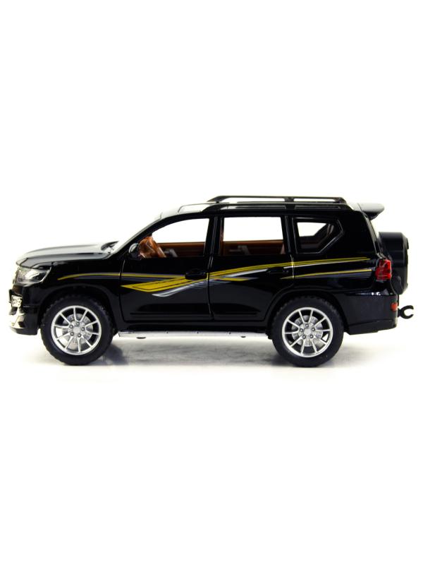 Металлическая машинка SIONRAY 1:24 «Toyota Land Cruiser Prado» 21 см. SR-2402A инерционная, свет, звук / Черный