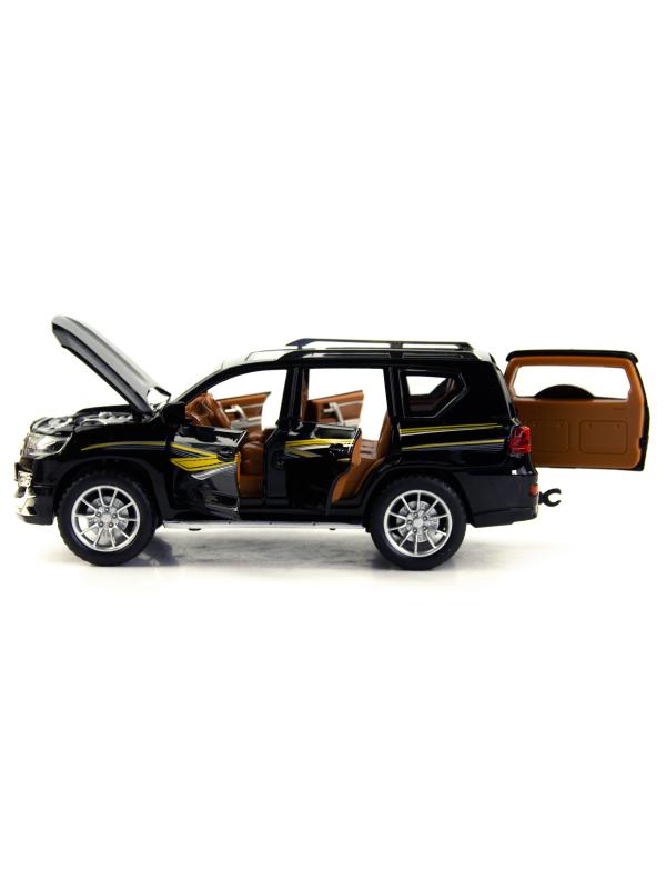 Металлическая машинка SIONRAY 1:24 «Toyota Land Cruiser Prado» 21 см. SR-2402A инерционная, свет, звук / Черный