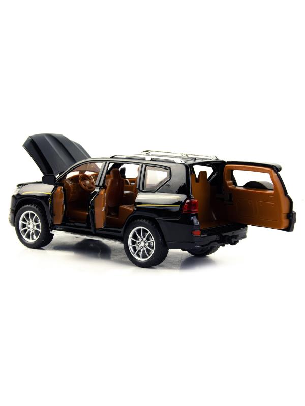 Металлическая машинка SIONRAY 1:24 «Toyota Land Cruiser Prado» 21 см. SR-2402A инерционная, свет, звук / Черный