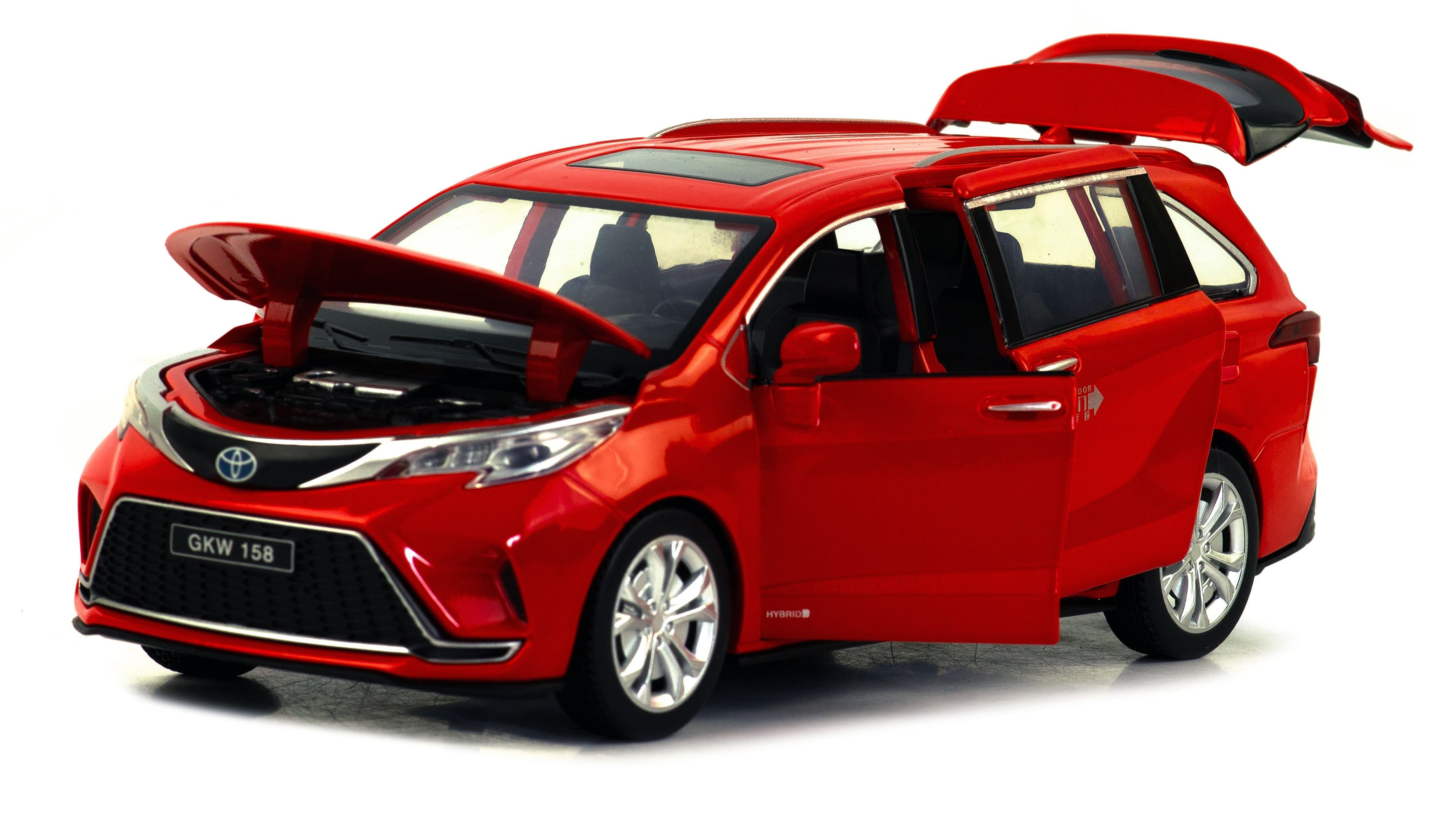 Металлическая машинка Die Cast 1:24 «Toyota Sienna» 21 см. H2322 инерционная, свет, звук / Красный