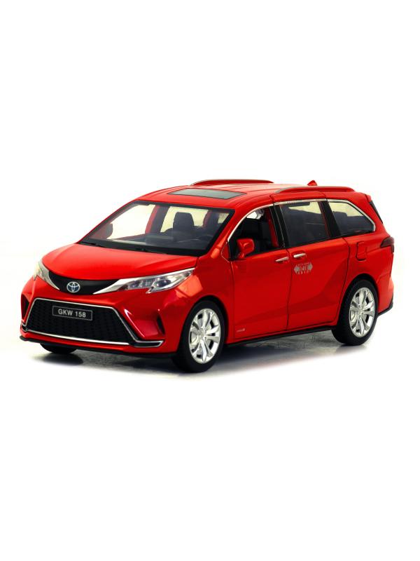 Металлическая машинка Die Cast 1:24 «Toyota Sienna» 21 см. H2322 инерционная, свет, звук / Красный