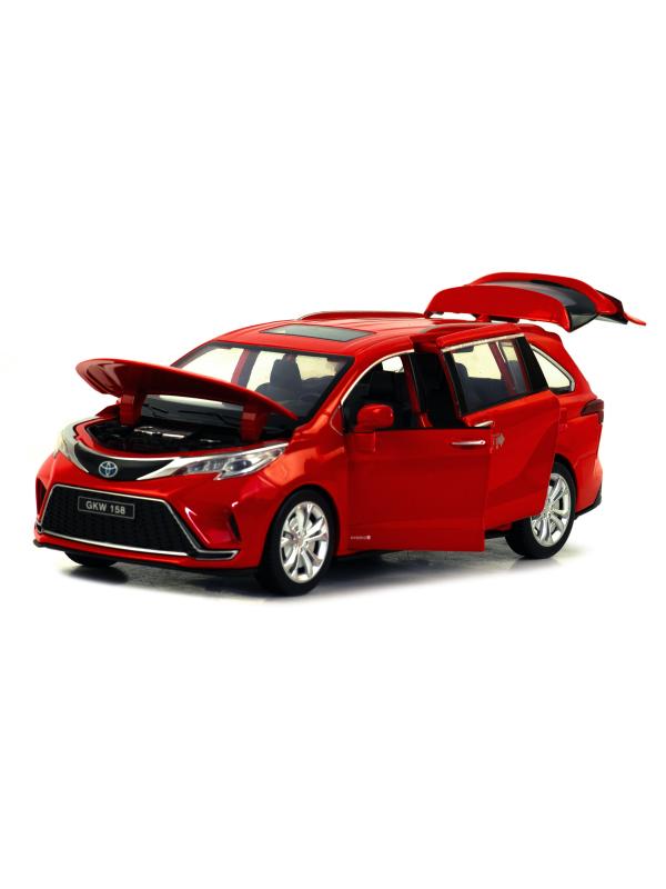 Металлическая машинка Die Cast 1:24 «Toyota Sienna» 21 см. H2322 инерционная, свет, звук / Красный