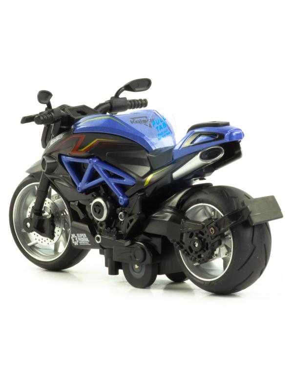 Металлический мотоцикл Ming Ying 66 1:12 «Kaiser» MY66-M2232, 15 см., инерционный, свет, звук / Синий
