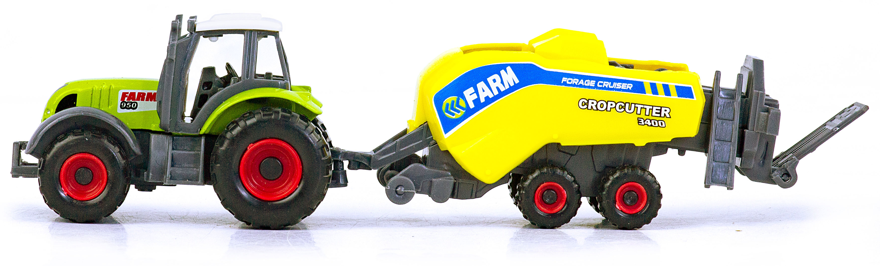 Машинка металлическая Farm Set «Трактор сельскохозяйственный с прицепом» SQ82002-1 / Светло-зеленый