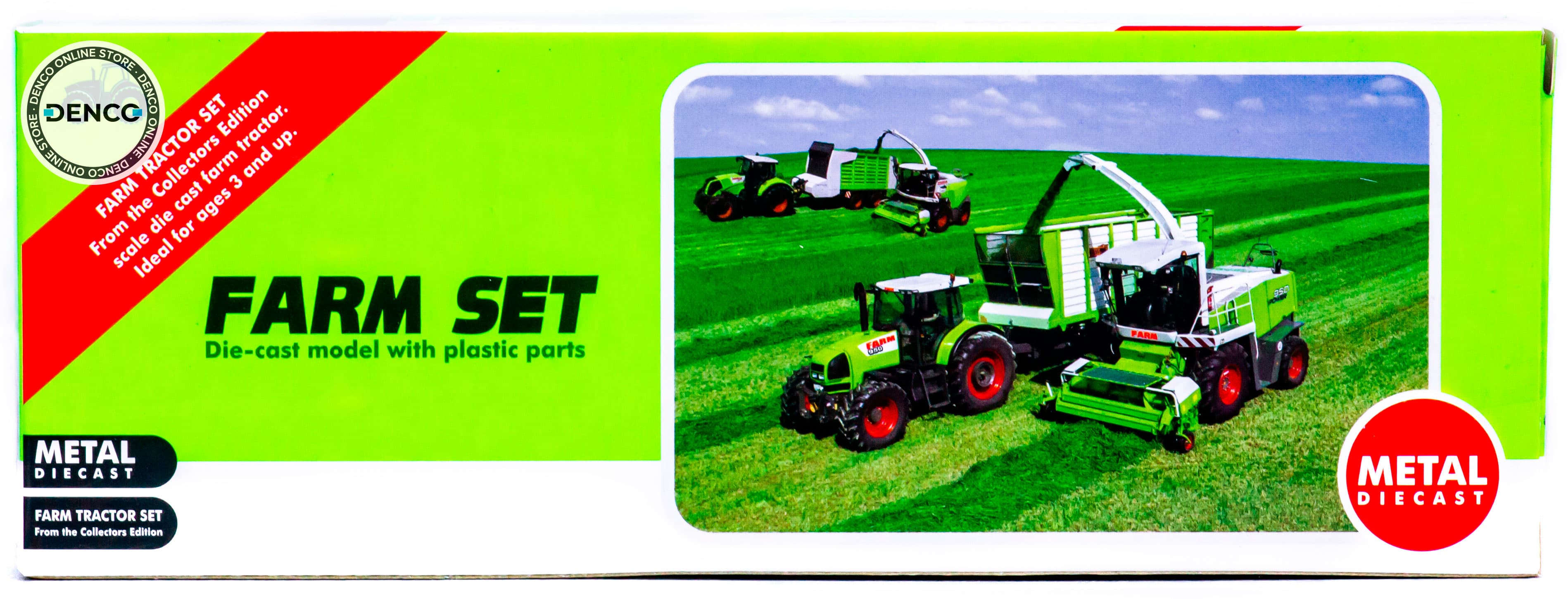 Машинка металлическая Farm Set «Трактор сельскохозяйственный с прицепом» SQ82002-1 / Светло-зеленый