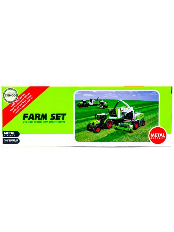 Машинка металлическая Farm Set «Трактор сельскохозяйственный с прицепом» SQ82002-1 / Темно-зеленый