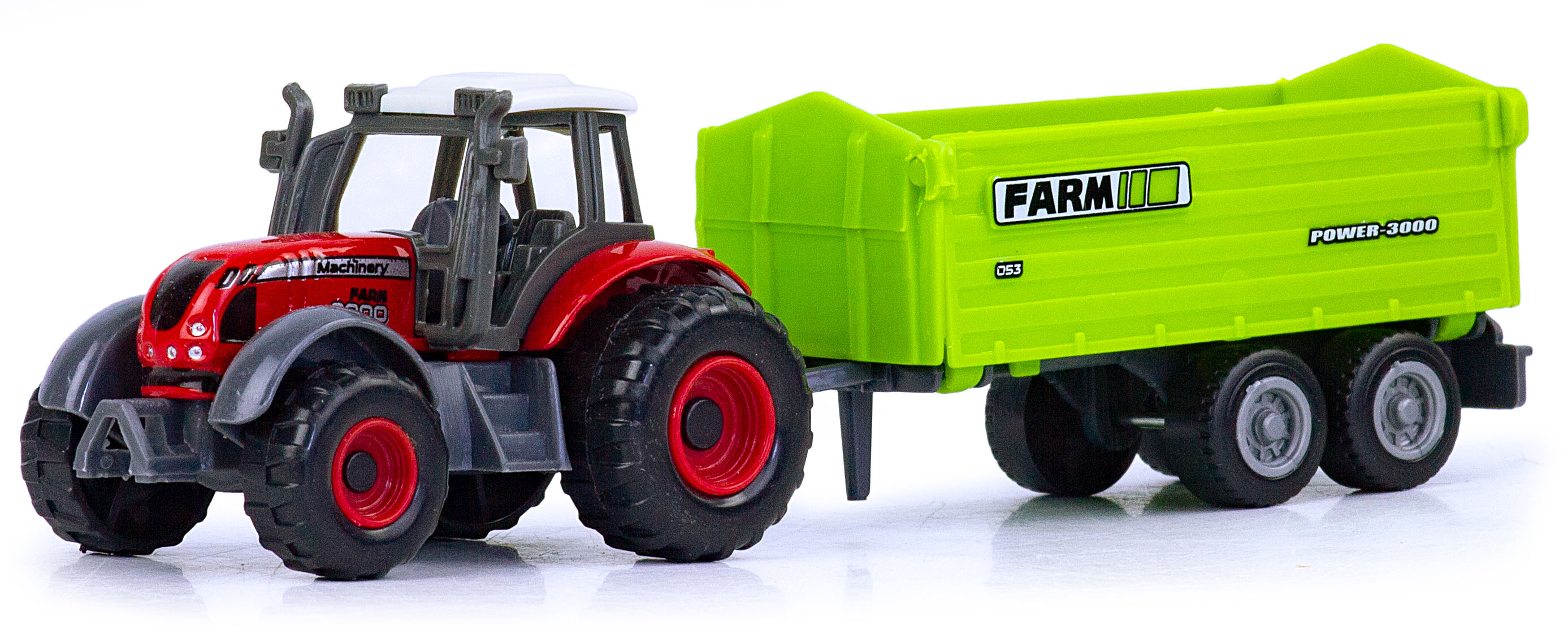 Машинка металлическая Farm Set «Трактор сельскохозяйственный с прицепом» SQ82002-1 / Красный