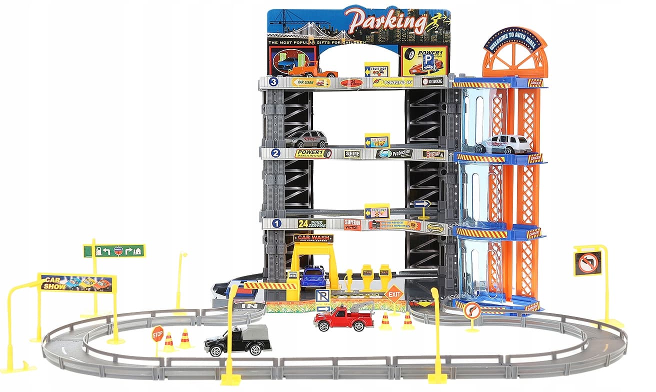 Парковка 4-х уровневая с лифтом «Городской паркинг» P2788B, 6 машинок, свет и звук