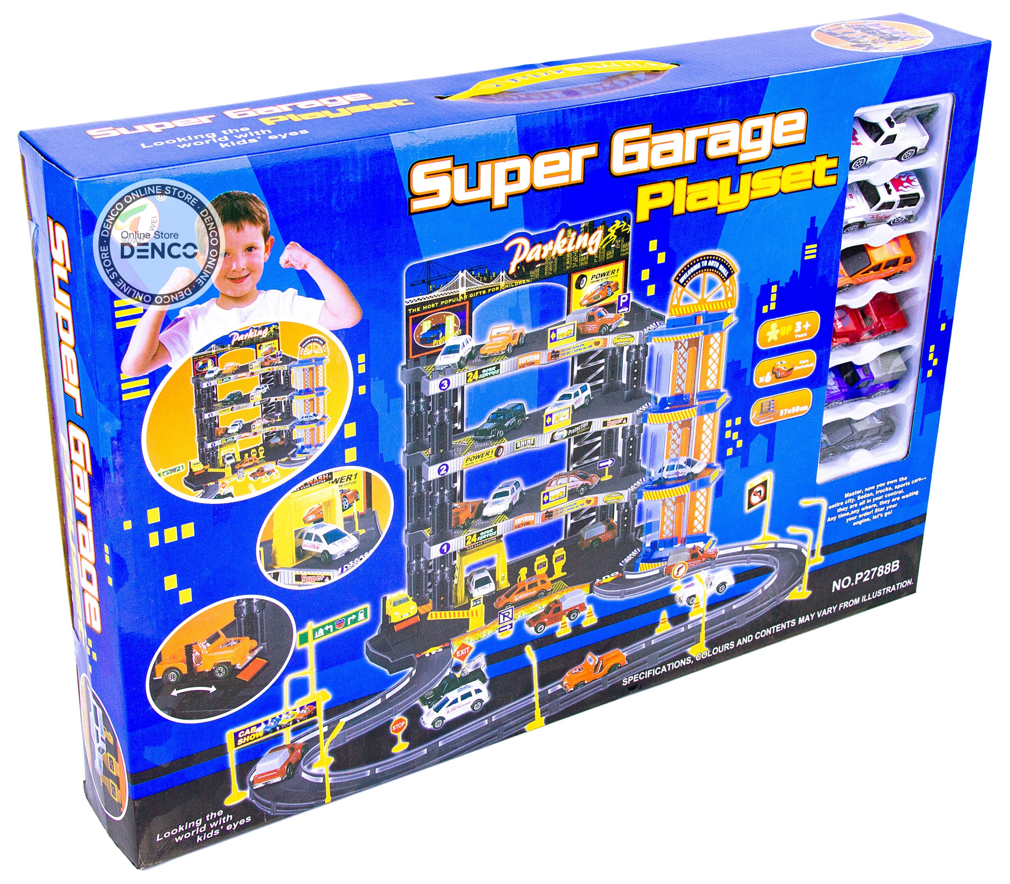 Парковка 4-х уровневая с лифтом «Городской паркинг» P2788B, 6 машинок, свет и звук