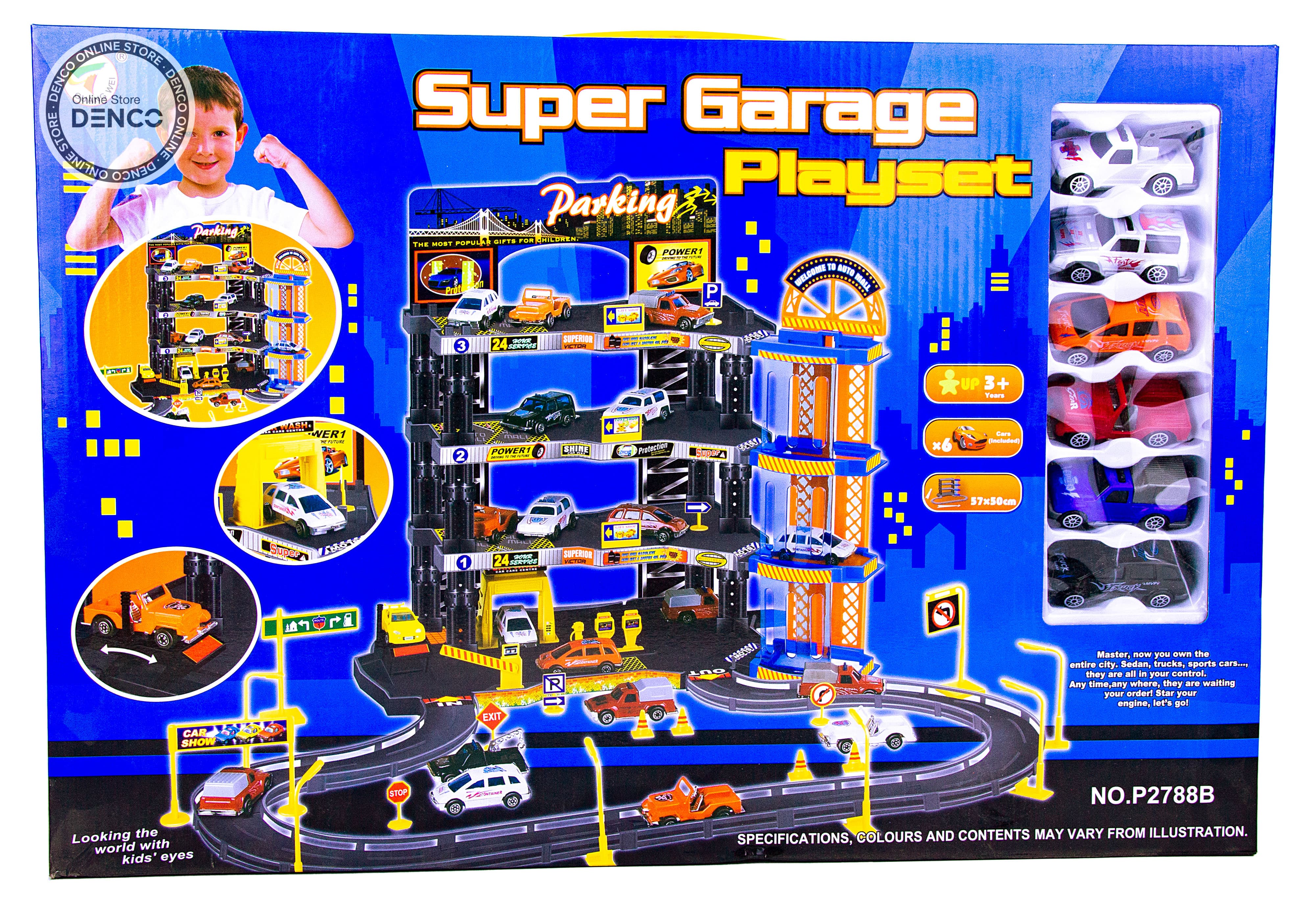 Парковка 4-х уровневая с лифтом «Городской паркинг» P2788B, 6 машинок, свет и звук