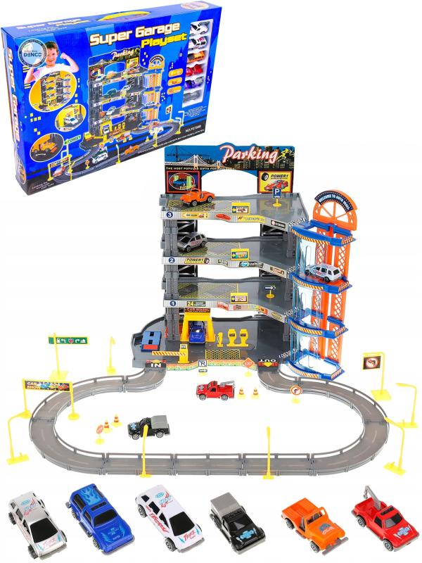 Парковка 4-х уровневая с лифтом «Городской паркинг» P2788B, 6 машинок, свет и звук