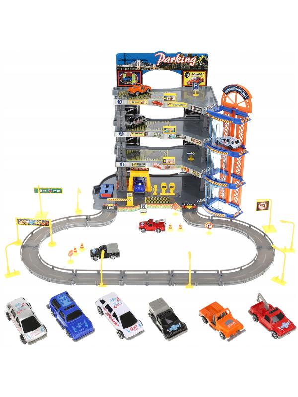 Парковка 4-х уровневая с лифтом «Городской паркинг» P2788B, 6 машинок, свет и звук