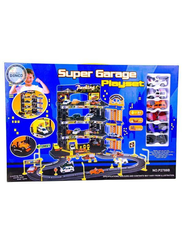 Парковка 4-х уровневая с лифтом «Городской паркинг» P2788B, 6 машинок, свет и звук