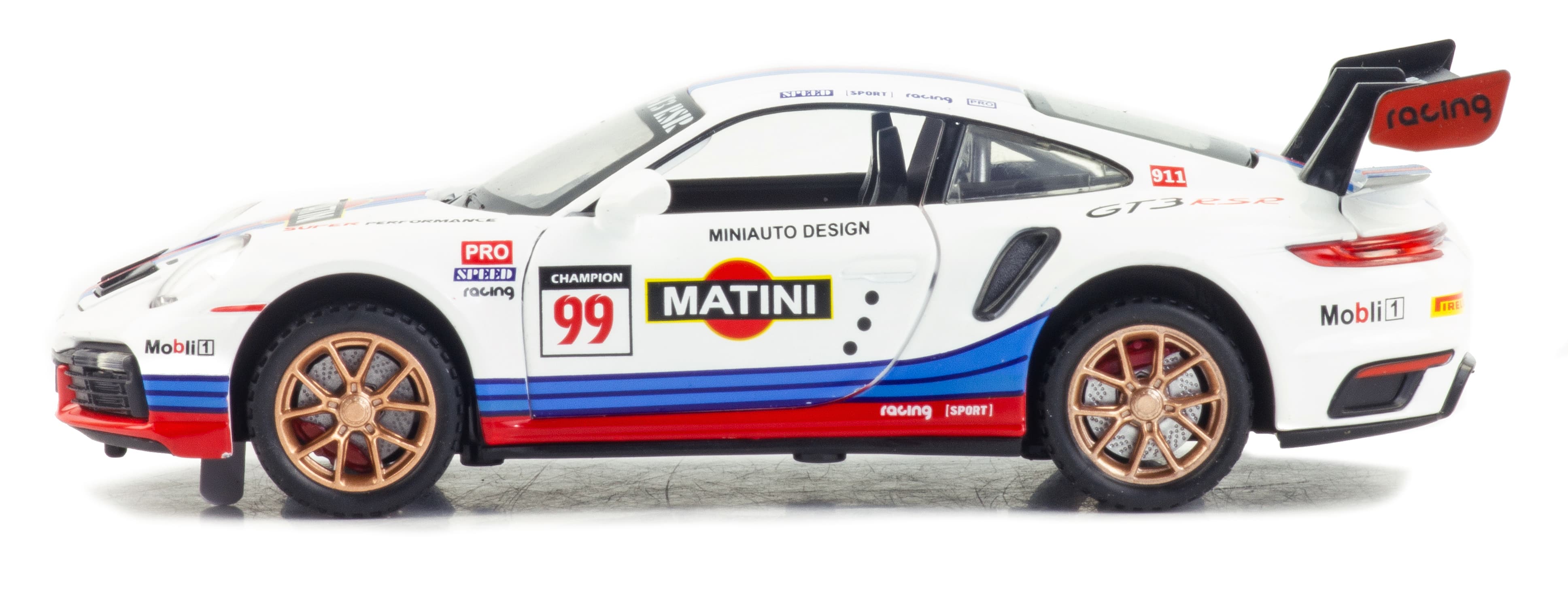 Металлическая машинка Mini Auto 1:32 «Porsche 911 GT3 RSR» 3238B, 16 см., инерционная, свет, звук / Микс