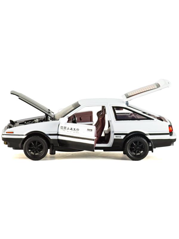 Металлическая машинка MiniAuto 1:20 «Toyota Sprinter Trueno AE86» 20 см. 2407B инерционная, свет, звук / Бело-черный