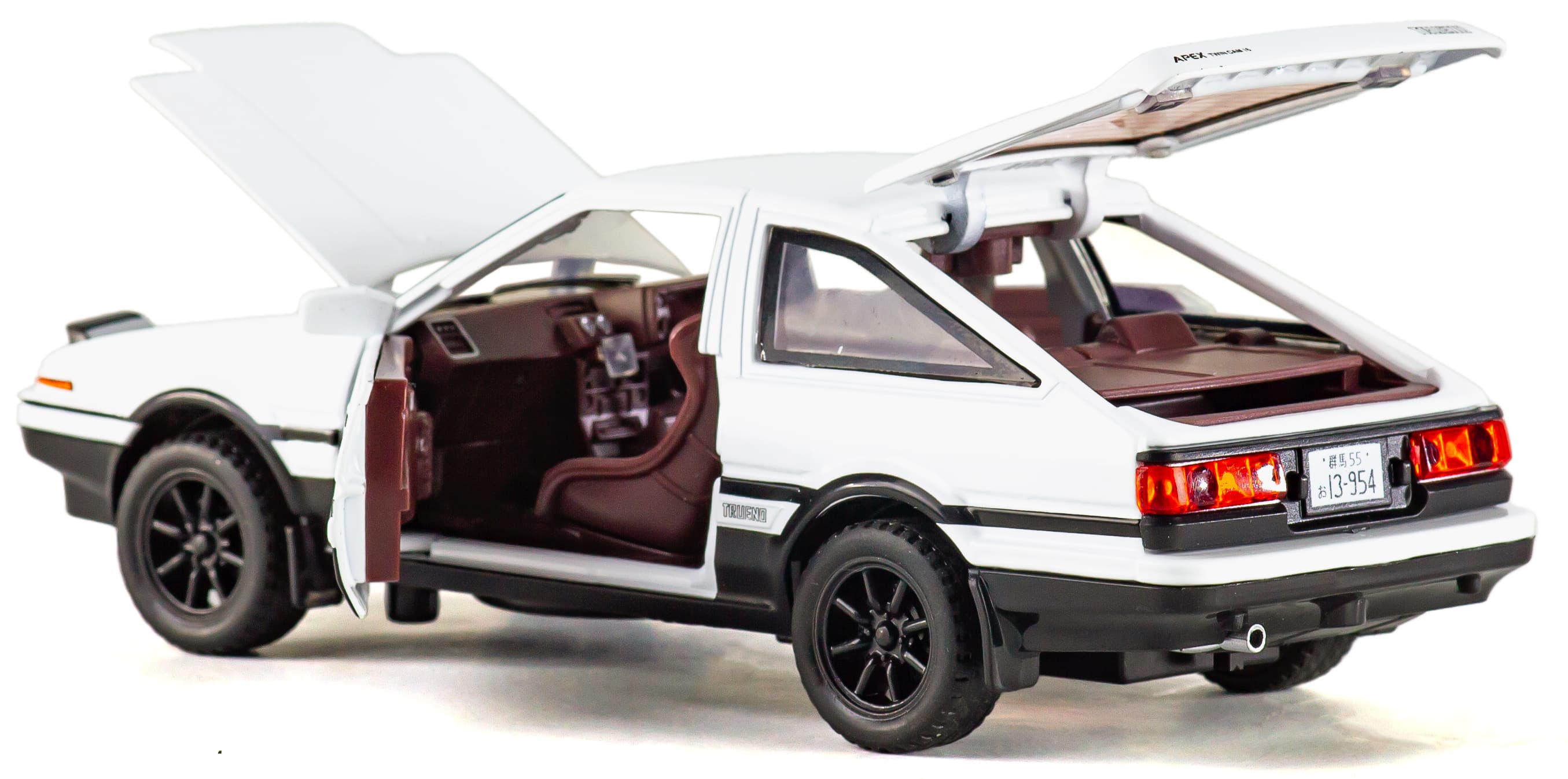 Металлическая машинка MiniAuto 1:20 «Toyota Sprinter Trueno AE86» 21 см. 2407B инерционная, свет, звук / Белый