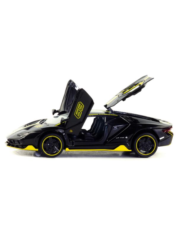 Металлическая машинка MiniAuto 1:32 «Lamborghini Centenario LP770-4» 3240В, 15 см., инерционная, свет, звук / Черно-желтый