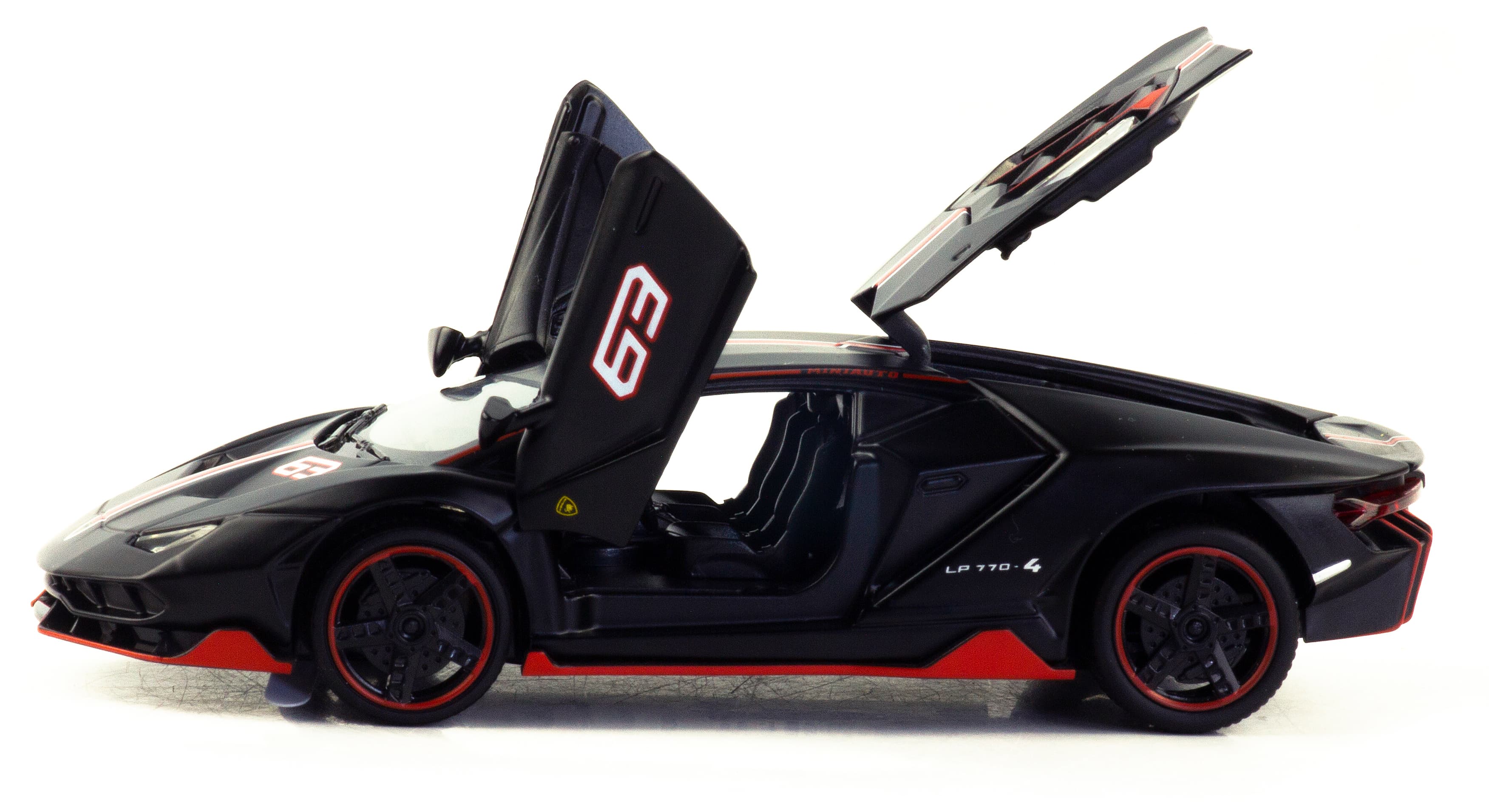 Металлическая машинка MiniAuto 1:32 «Lamborghini Centenario LP770-4» 3240В, 15 см., инерционная, свет, звук / Черно-красный