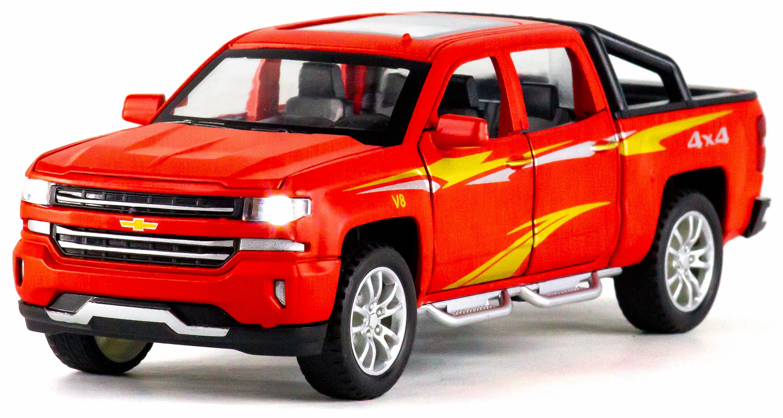 Металлическая машинка Che Zhi 1:32 «Chevrolet Silverado» CZ29A, инерционная, свет, звук / Микс