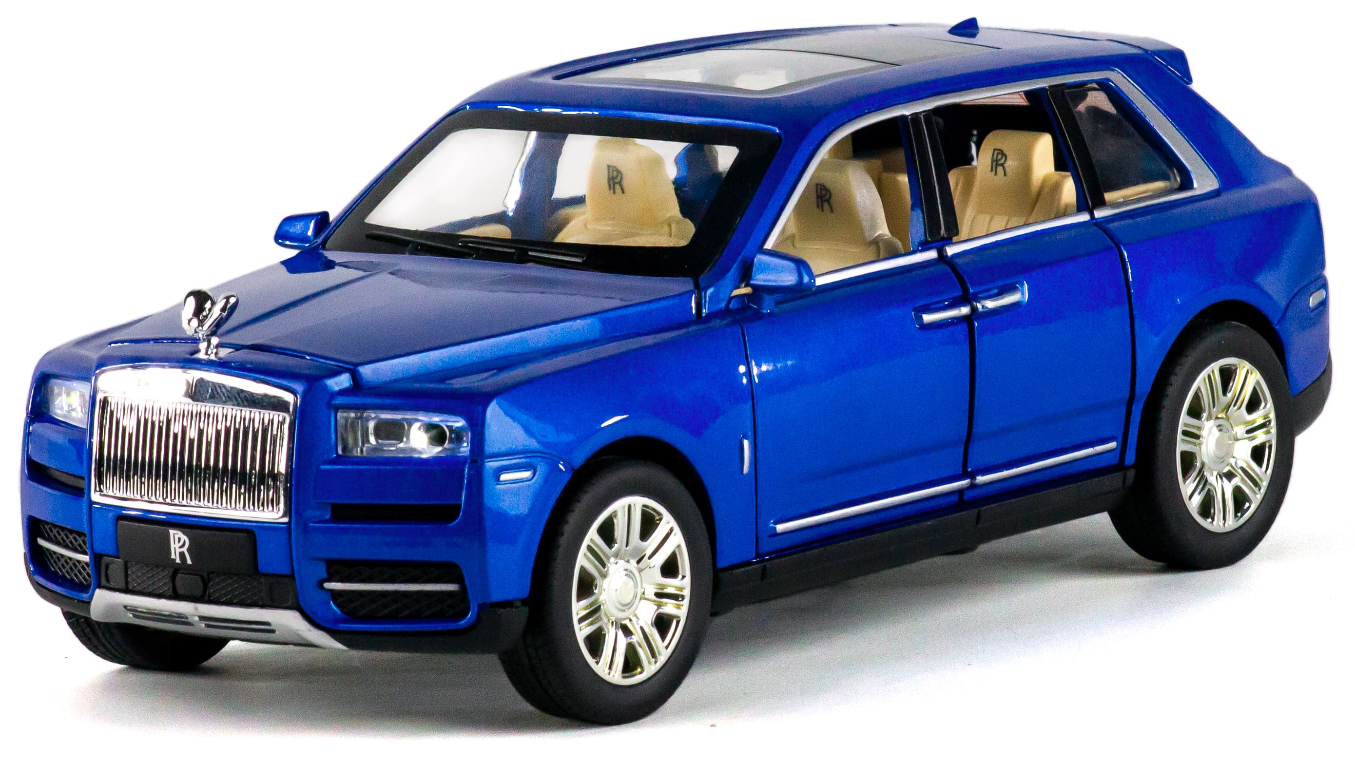 Металлическая машинка Che Zhi 1:24 «Rolls-Royce Cullinan» CZ113A, 20 см., инерционная, свет, звук / Синий