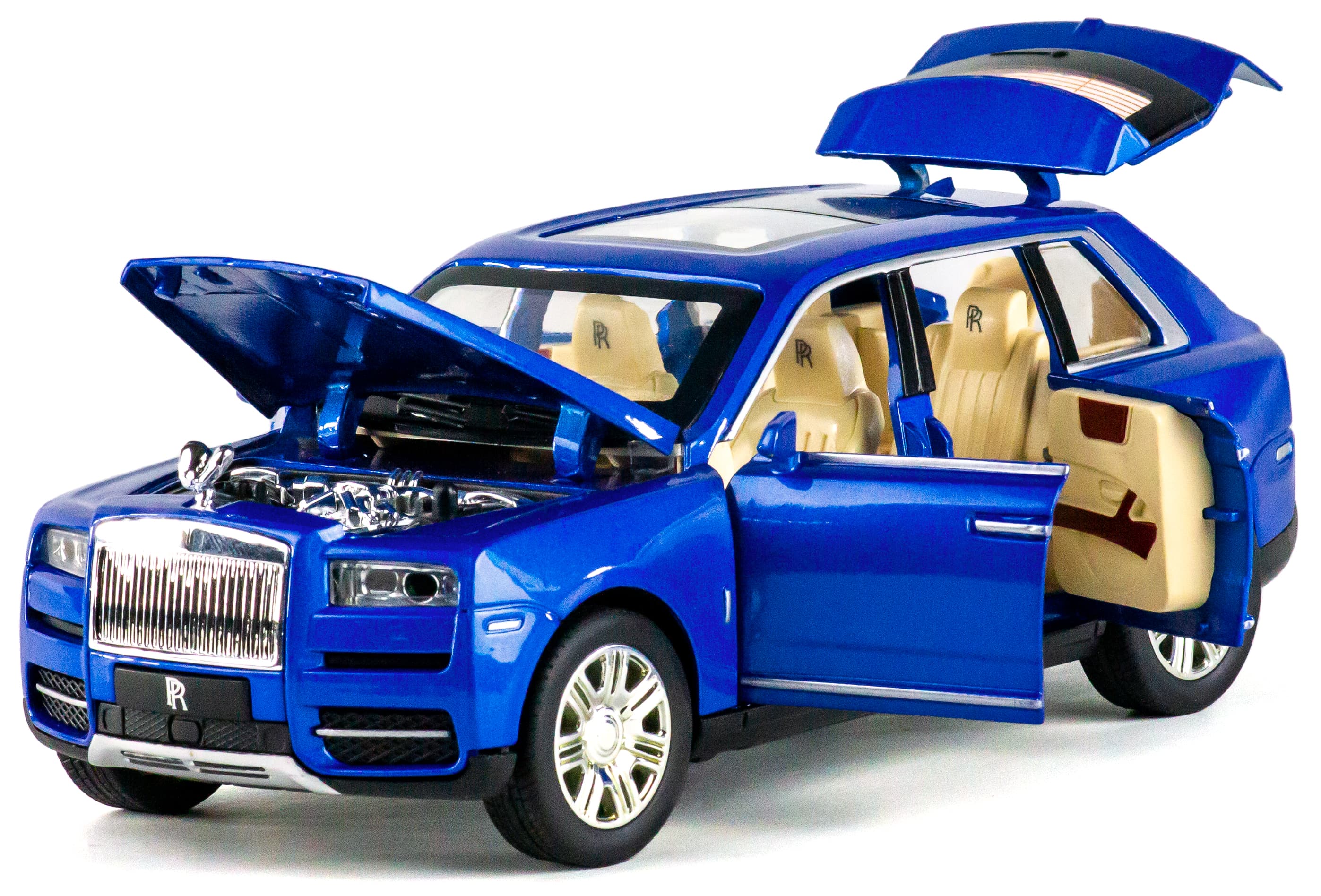 Металлическая машинка Che Zhi 1:24 «Rolls-Royce Cullinan» CZ113A, 20 см., инерционная, свет, звук / Синий