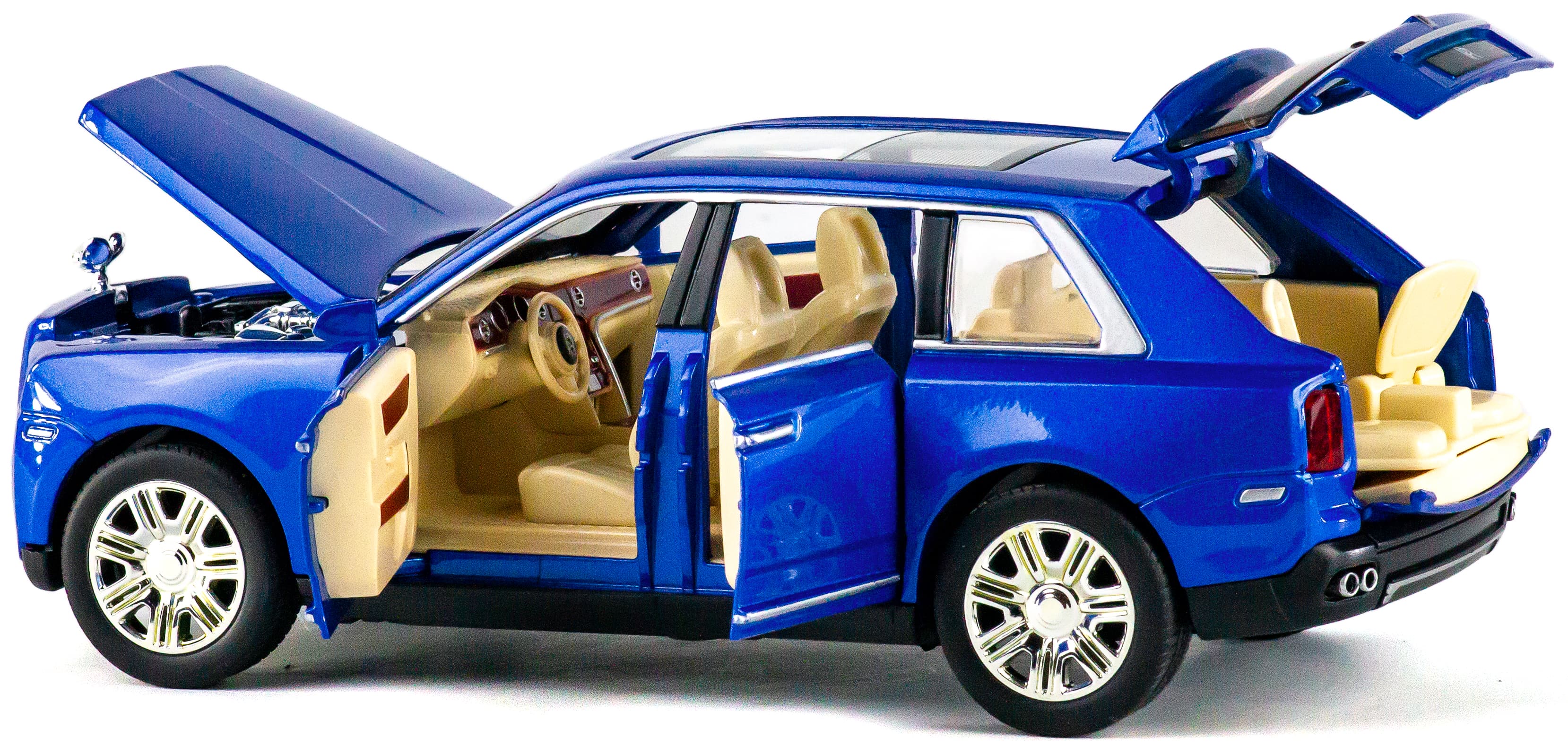 Металлическая машинка Che Zhi 1:24 «Rolls-Royce Cullinan» CZ113A, 20 см., инерционная, свет, звук / Синий