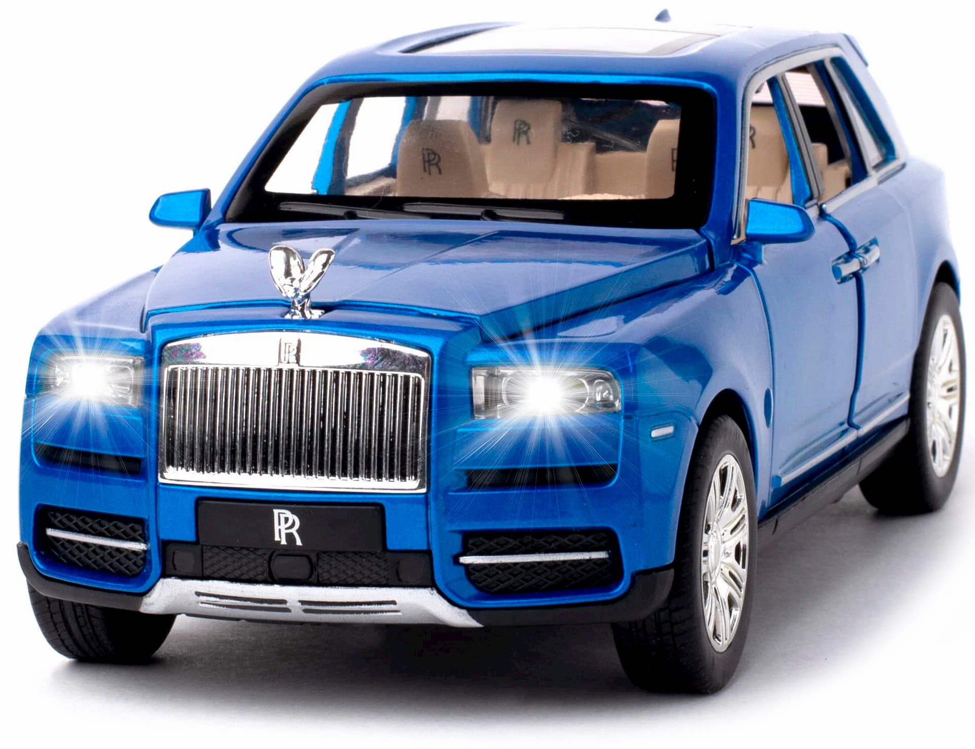 Металлическая машинка Che Zhi 1:24 «Rolls-Royce Cullinan» CZ113A, 20 см., инерционная, свет, звук / Синий