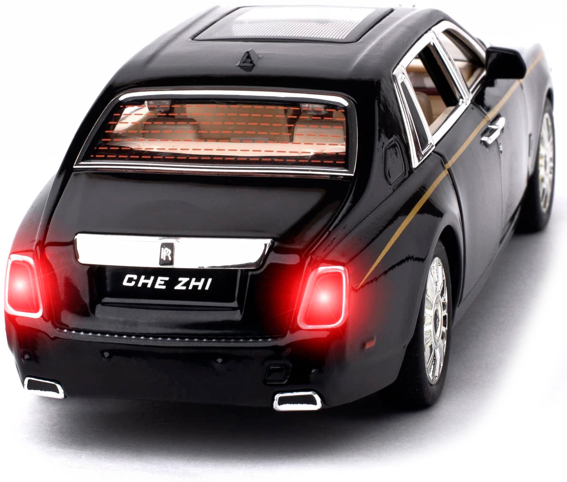 Металлическая машинка Che Zhi 1:24 «Rolls-Royce Phantom» CZ116A, 21 см., инерционная, свет, звук / Черный
