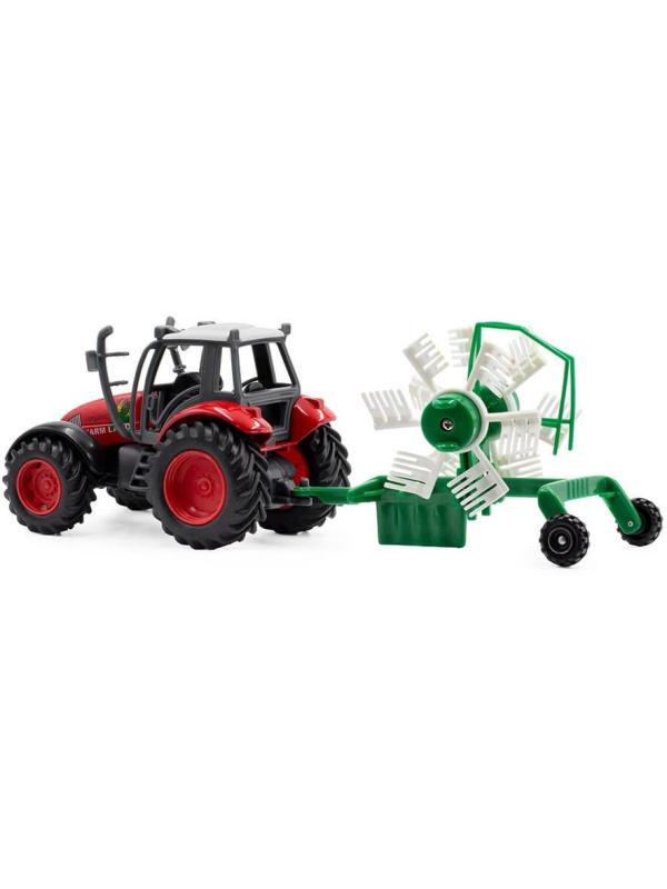 Металлическая машинка Pioneer Toys «Трактор и 2 прицепа» PT-408  AutoMetal / Красный