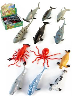 Игрушки резиновые фигурки-тянучки «Морские обитатели» A01, 17-20 см. Антистресс / 12 шт.
