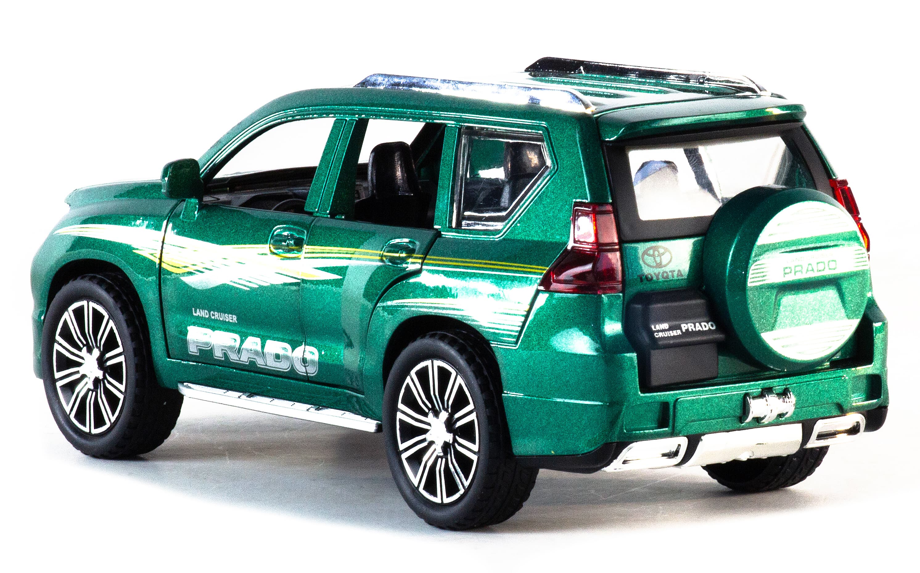 Металлическая машинка HengTeng 1:24 «Toyota Land Cruiser Prado» 22 см. 53522-24A инерционная, свет, звук / Зеленый