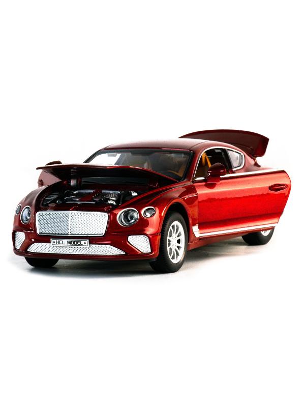 Машинка металлическая HCL 1:22 «Bentley Continental GT» HCL-912A 20 см. инерционная, свет, звук / Красный