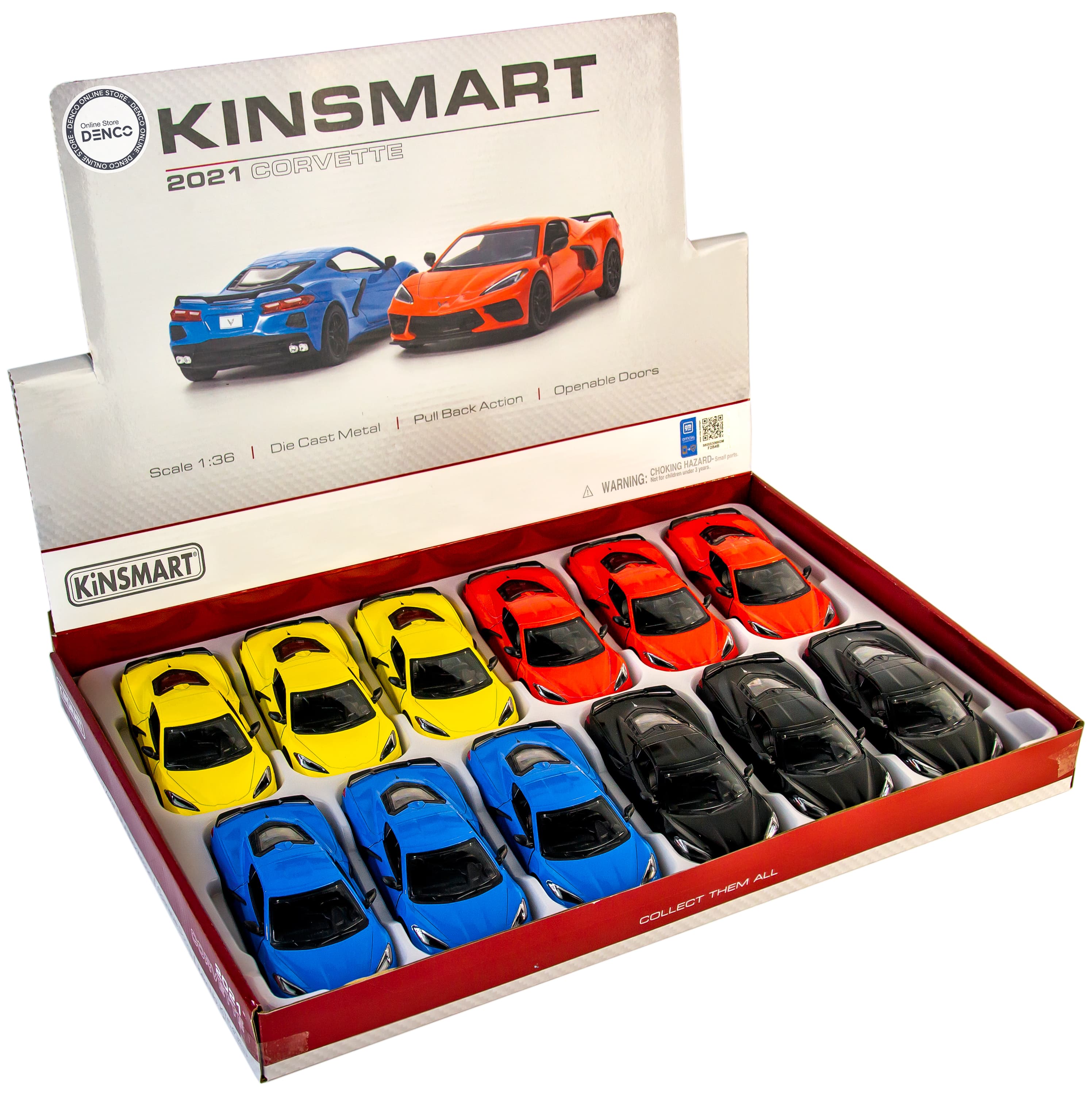 Металлическая машинка Kinsmart 1:36 «Chevrolet Corvette Stingray C8» KT5432D,12,5 см., инерционная / Микс