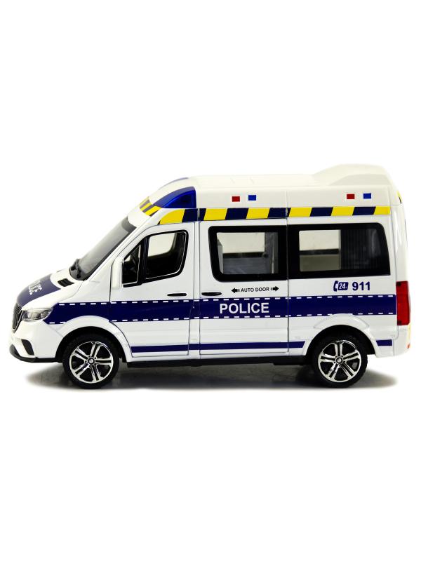 Металлическая машинка MiniAuto 1:24 «Mercedes-Benz Sprinter: Полиция» 20 см. 2409B инерционная, звук, свет