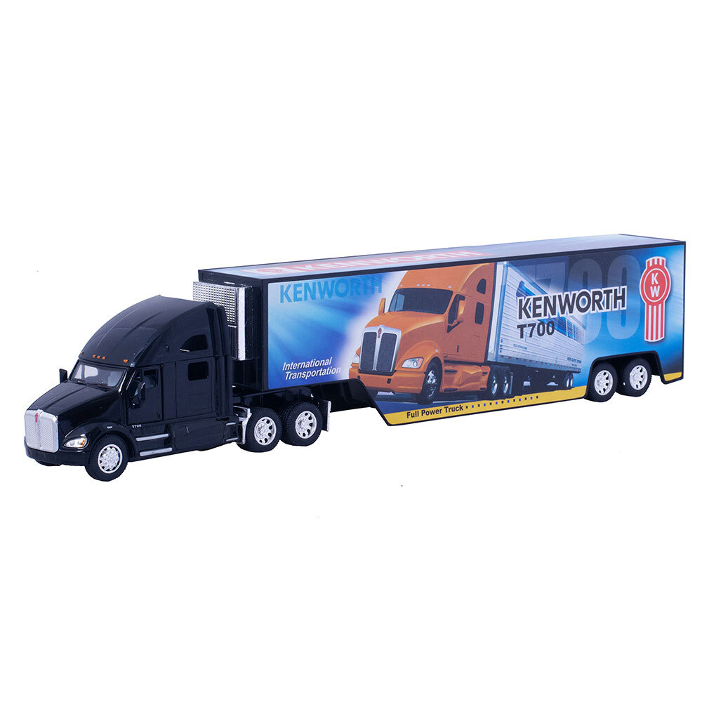 Металлическая машинка Kinsmart 1:68 «Kenworth T700 с прицепом» KT1302D, инерционный / Черный