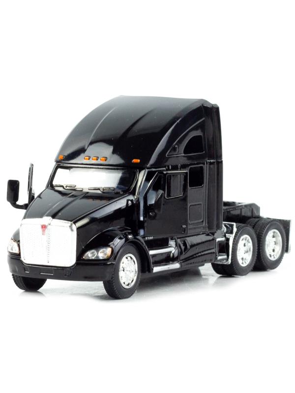 Металлическая машинка Kinsmart 1:68 «Kenworth T700 с прицепом» KT1302D, инерционный / Черный