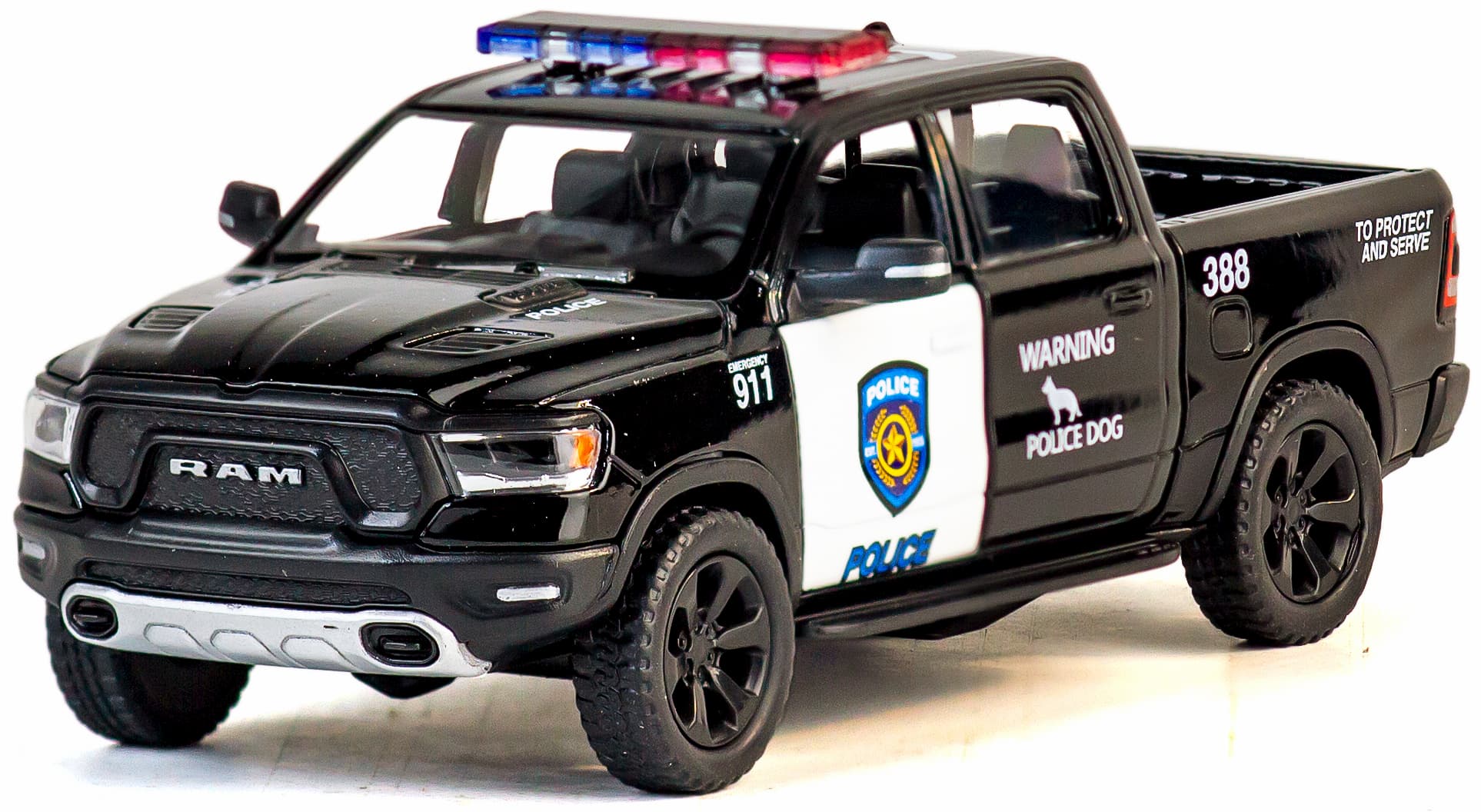 Металлическая машинка Kinsmart 1:46 «2019 Dodge RAM 1500 Police Edition» KT5413DP, инерционная / Черный