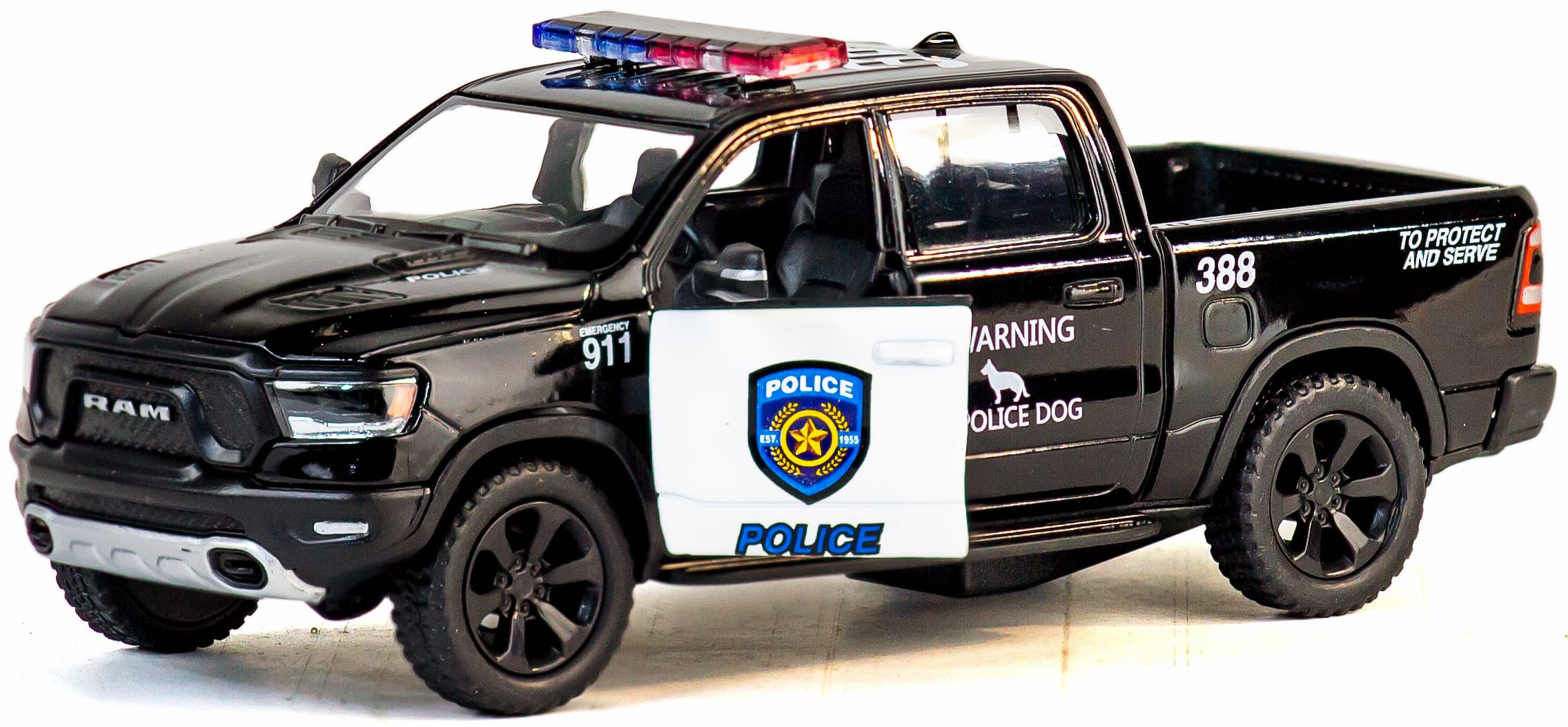 Металлическая машинка Kinsmart 1:46 «2019 Dodge RAM 1500 Police Edition» KT5413DP, инерционная / Черный