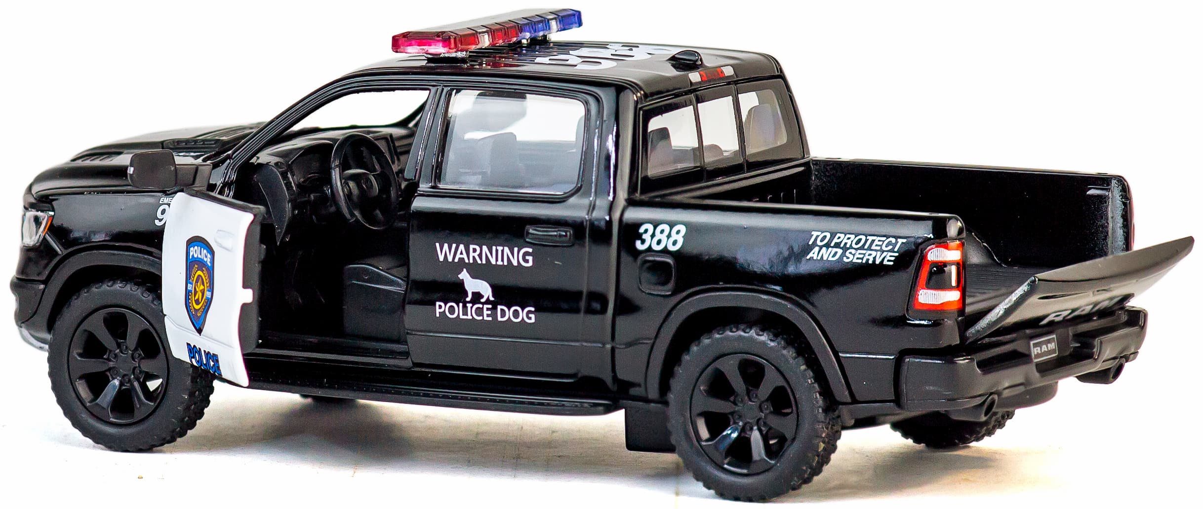 Металлическая машинка Kinsmart 1:46 «2019 Dodge RAM 1500 Police Edition» KT5413DP, инерционная / Черный