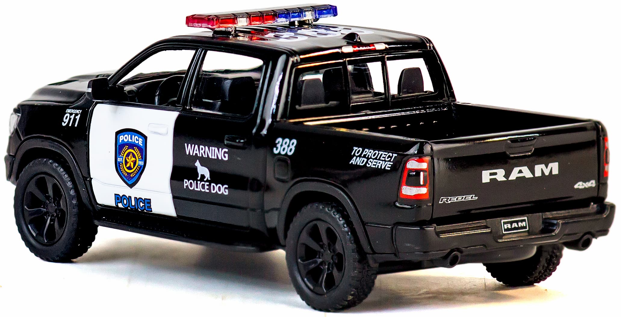 Металлическая машинка Kinsmart 1:46 «2019 Dodge RAM 1500 Police Edition» KT5413DP, инерционная / Черный