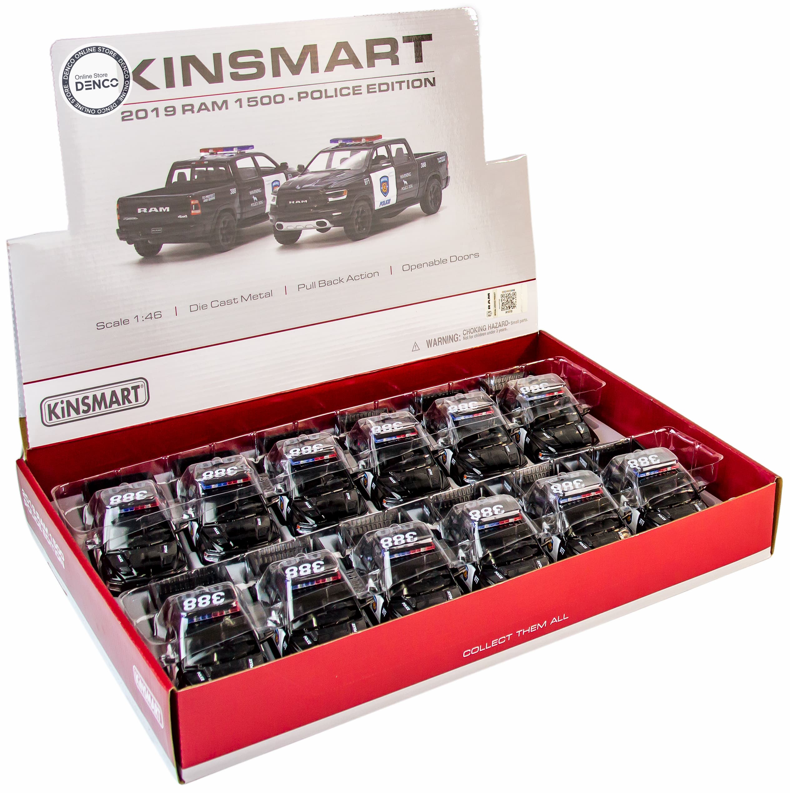 Металлическая машинка Kinsmart 1:46 «2019 Dodge RAM 1500 Police Edition» KT5413DP, инерционная / Черный