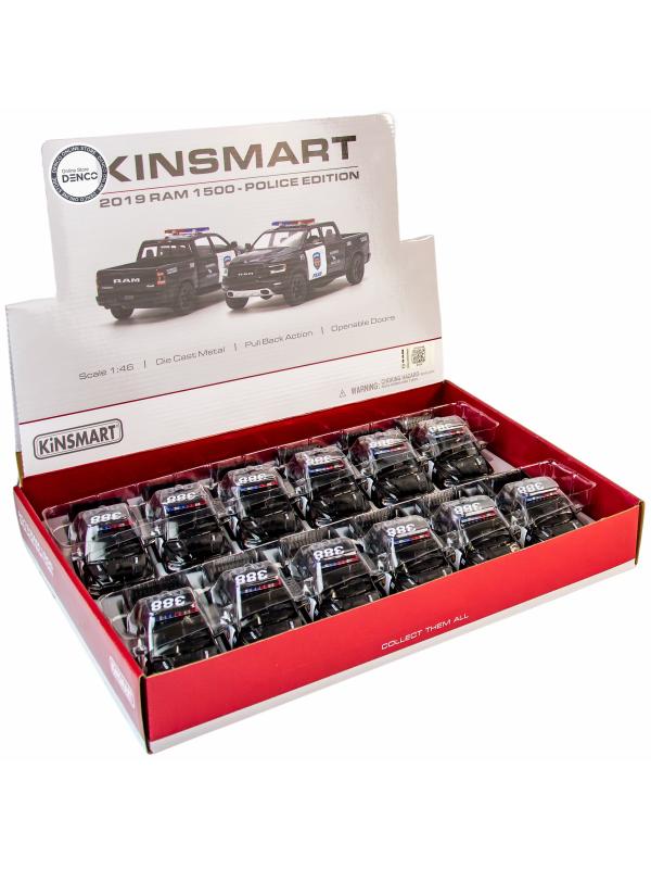 Металлическая машинка Kinsmart 1:46 «2019 Dodge RAM 1500 Police Edition» KT5413DP, инерционная / Черный