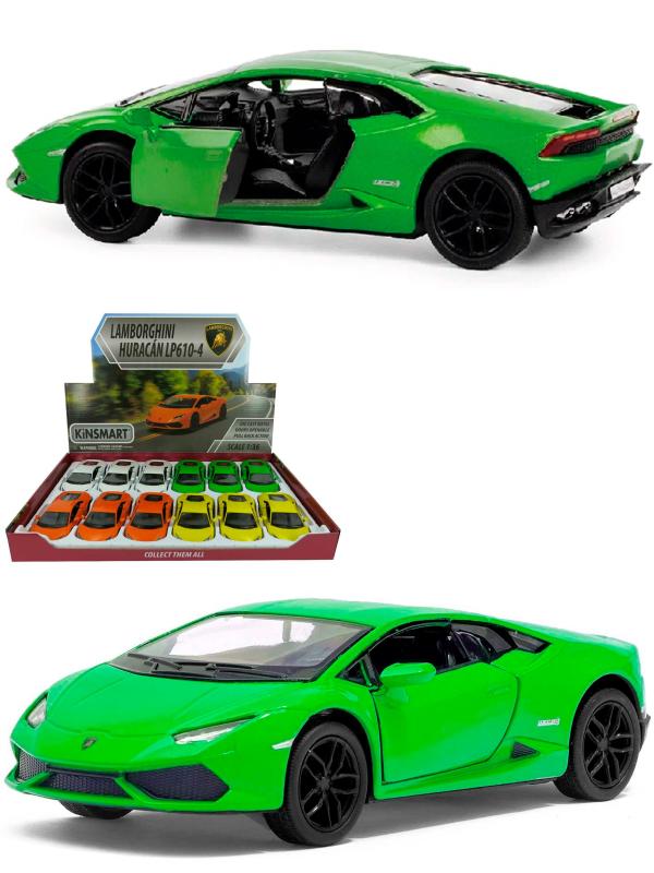 Металлическая машинка Kinsmart 1:36 «Lamborghini Huracan LP610-4» KT5382D, инерционная / Зеленый