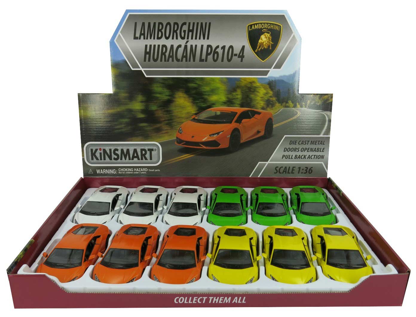 Металлическая машинка Kinsmart 1:36 «Lamborghini Huracan LP610-4» KT5382D, инерционная / Оранжевый