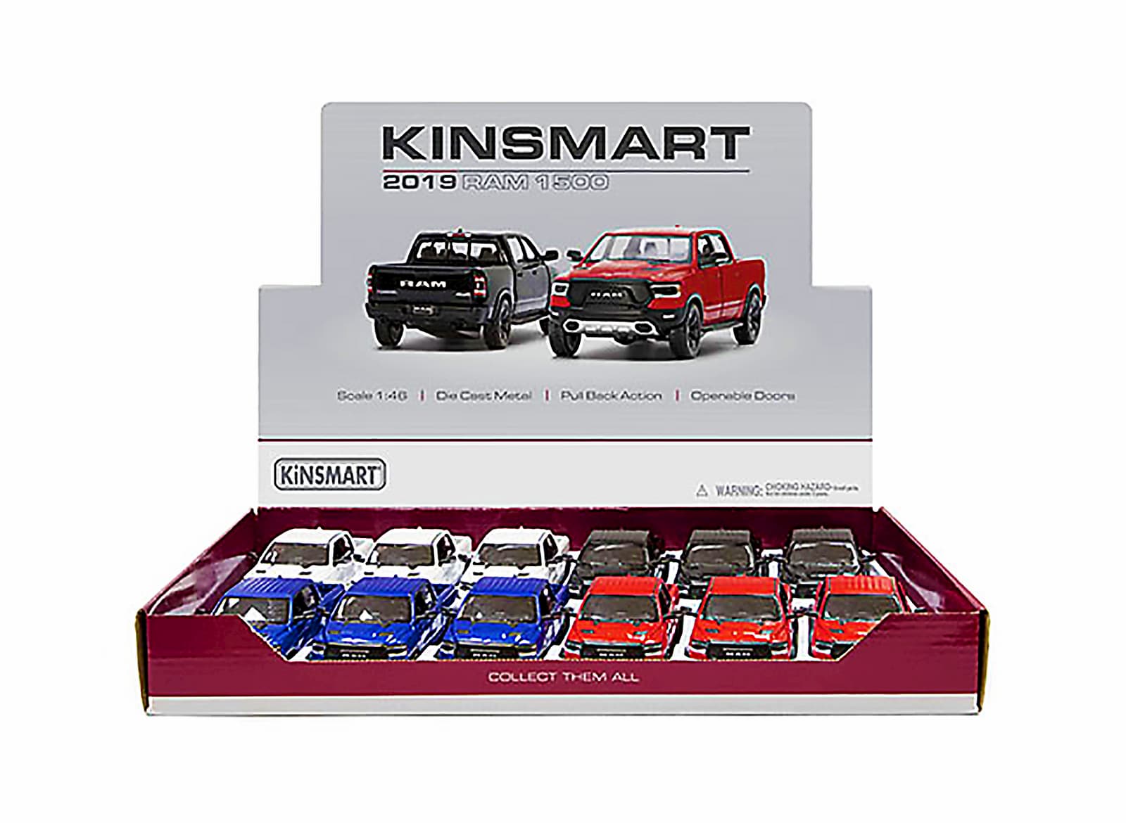 Металлическая машинка Kinsmart 1:46 «2019 Dodge RAM 1500» KT5413D, инерционная / Красный