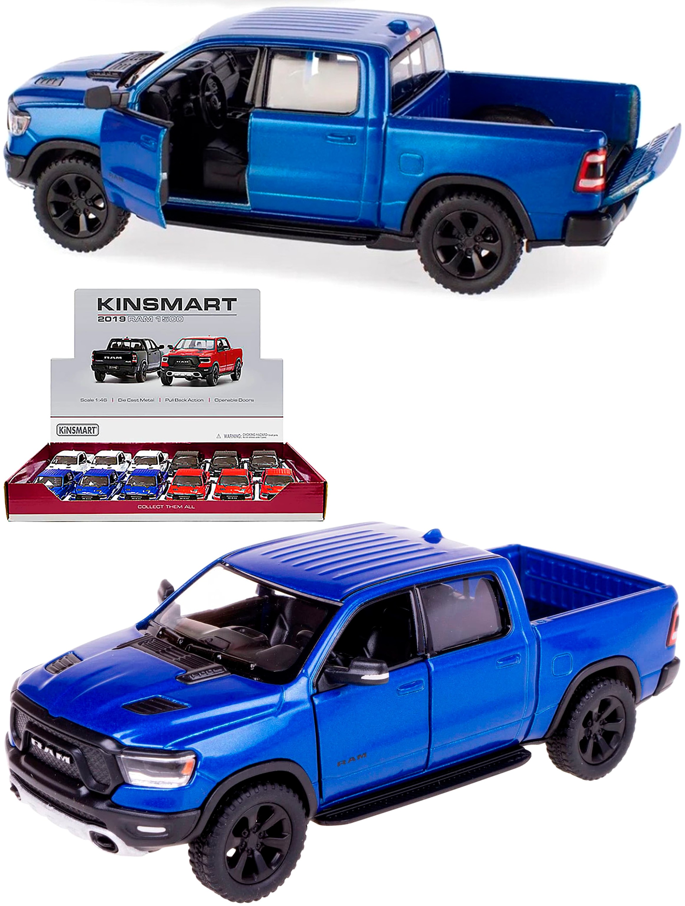Металлическая машинка Kinsmart 1:46 «2019 Dodge RAM 1500» KT5413D, инерционная / Синий