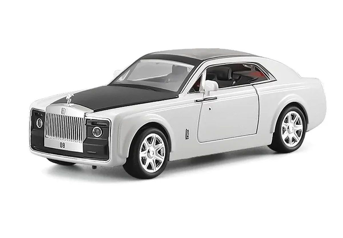 Металлическая машинка XLG 1:24 «Rolls-Royce Sweptail» М923E инерционная, свет, звук / Белый